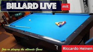 Billard Live aus Ludwigshafen.  Match zwischen Zehrudin Vereget und Riccardo Heinen 8 Ball auf 20 GS