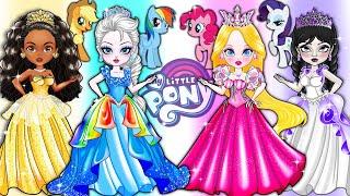 MY LITTLE PONY: Disney Princess, Barbie & Friend Glow Up | Best DIY Paper Dolls Fashion