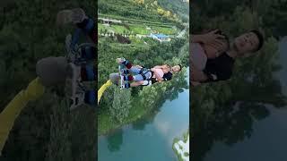 Spectacular bungee jump from a height of 100 feet  #shorts