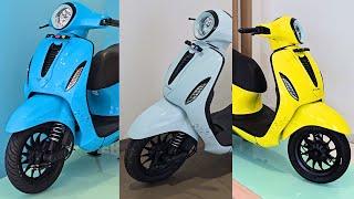 Bajaj Chetak Electric Scooter Colors - Blue, White, Yellow