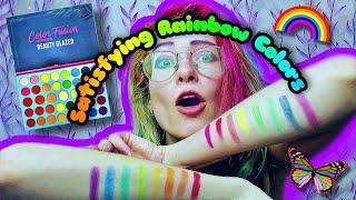  RAINBOW MAKEUP REVIEW  | Beauty Glazed Color Fusion Swatching Every Color