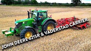 4Kᵁᴴᴰ Sept 2024: John Deere 6215R & a Väderstad Carrier XL 525 cultivating in North Green