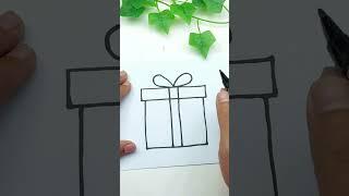 How to Draw Christmas Gift Box Easy | Creative Drawing Ideas #shorts