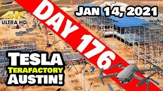 Tesla Gigafactory Austin 4K  Day 176 - 1/14/21- Terafactory Texas - GOING PLAID ON STEEL STRUCTURES!