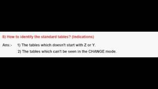 How to identify the standard tables