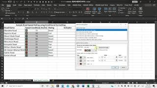 Road Speed Condition using Conditional Formatting using  Excel