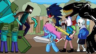 Minecraft Herobrine vs Finn, Sonic.EXE, Sans, Bendy and the Ink Machine, PIBBY. Animation Dc2.