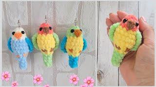 Попугай брелок крючком из плюшевой пряжиcrochet parrotgehäkelter Papagei