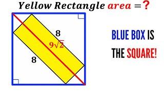 Can you find area of the Yellow shaded Rectangle? | (Square) | #math #maths | #geometry