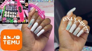 TESTING A $20 TEMU NAIL KIT | ACRYLIC NAIL TUTORIAL | TEMU NAILS 