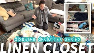 Decluttering my stuffed linen closet, part 1! Whole House Disaster Declutter Series