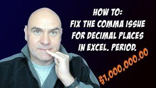 HOW TO set the decimal point to a period instead of a comma in Excel