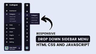 Responsive Dropdown Sidebar Menu using HTML CSS and JavaScript | Side Navigation Bar