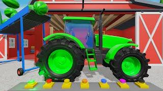 Tractor full of Colors and Falling Fruits - Guess Fruits & Learn the Colors of Tractors | 30 minutes