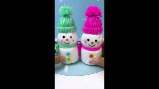 DIY Snowman from yakult bottle #craft #shorts