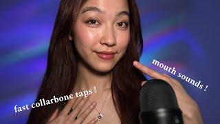 ASMR Fast Collarbone Tapping, Skin Scratching & Mouth Sounds  Hand Movements  Fabric Scratching