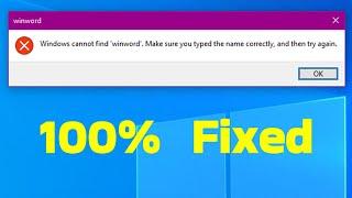 windows cannot find 'WinWord'. Make sure you typed the name correctly, and then try again