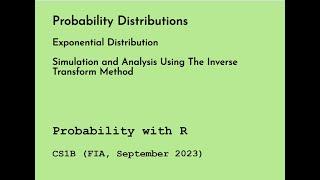 Simulation and Analysis of Exponential Distribution Using Inverse Transform Method