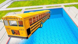 School Bus Down In Swimming Pools - BeamNG drive bmg