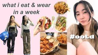 what i EAT + WEAR in a week as a uni student (who can't cook) (realistic)  | #ootd | uni vlogs