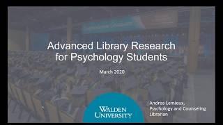 Advanced Library Research for Psychology Students