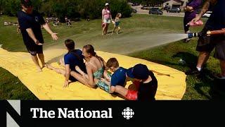 #TheMoment Sask. firefighters created a giant slip and slide