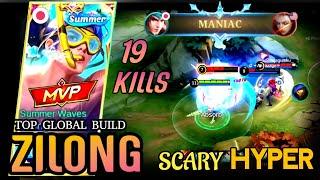 Hyper Zilong 19 Kills + Maniac!! Zilong One Shot Build 2023!! Build Top 1 Global Zilong ~MLBB