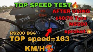 RS200 TOP SPEED TEST|| After using NS200 Sproket & 140/70 Tyre |How to increase Top Speed of RS200
