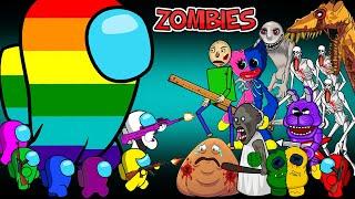 Among rainbow giant meets a lot of Zombies Funny Animation  | AMONG US ANIMATION ZOMBIE