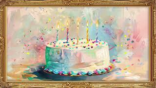 Happy Birthday Celebration Music | Cake & Balloons Frame TV Art in 4K HD | Bday Party Song Confetti