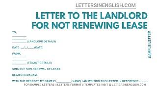 Letter To Landlord  - Sample Letter to Landlord Not Renewing Lease
