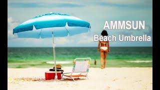 AMMSUN 6.5ft  High Wind Beach Umbrella  with sand anchor & Tilt Sun Shelter UV 50+  gradient Green