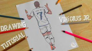 How to draw Vinicius Junior / Vini Jr. drawing / Drawing tutorial