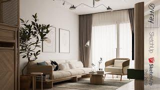 Sketchup Vray Next interior lighting Rendering, How to add Material and Light in day Scene #29