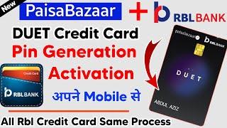 Paisabazaar Duet Credit Card Activation & Pin Generation | Rbl Credit Card Pin Generation