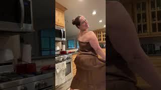 Highlight 9:09 - 14:09 from Phoebe Pine is preparing dinner in a brown dress