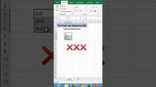 Excel Superscript #microsoft  #excel #msexcel #shorts #computer #education #tricks