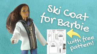 Free Doll Clothes Patterns: Sew a Winter Coat or Ski Jacket for Barbie #Barbie #Sewing #DIYGiftIdeas