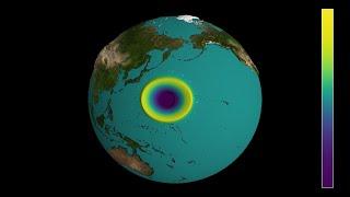 An asteroid impact in the North Pacific Ocean, with tsunami-induced flooding