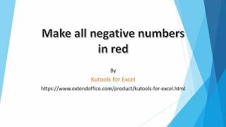 Highlight negative numbers in red in Excel using Kutools