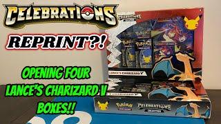 CELEBRATIONS REPRINT!! Opening FOUR Lance's Charizard V Boxes from Walmart Restock!!