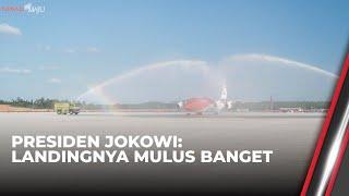 Momen Pesawat Presiden Jokowi Mendarat Perdana di Bandara IKN | OneNews Update