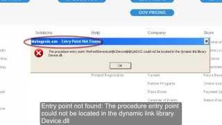 Entry point not found in the dynamic link library device.dll error