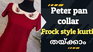 Peter pan collar frock style kurti cutting and stitching