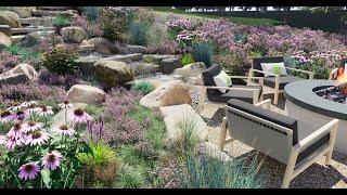 Waterfall & Landscape Build.  3D Timelapse.  SketchUp, 3DS Max, D5 Render