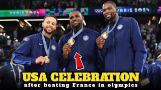 Team USA CELEBRATION after winning the GOLD MEDAL in PARIS OLYMPICS