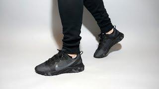 Nike React Element 55 All Black BQ6166-008 on feet