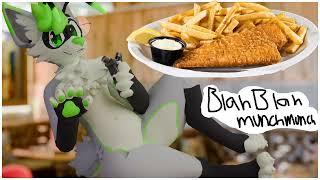 [Furry ASMR] Eating Fish & Chips and talking | Mouth sounds | Talking | Mukbang?