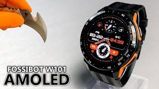 SPORT SmartWatch FOSSIBOT W101 AMOLED 2024 (1ATM IP68 Waterproof) Unboxing and Hard Drop Test - ASMR