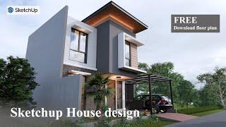 Sketchup house design 11.50 x 12.00 meter ( Part 2 )